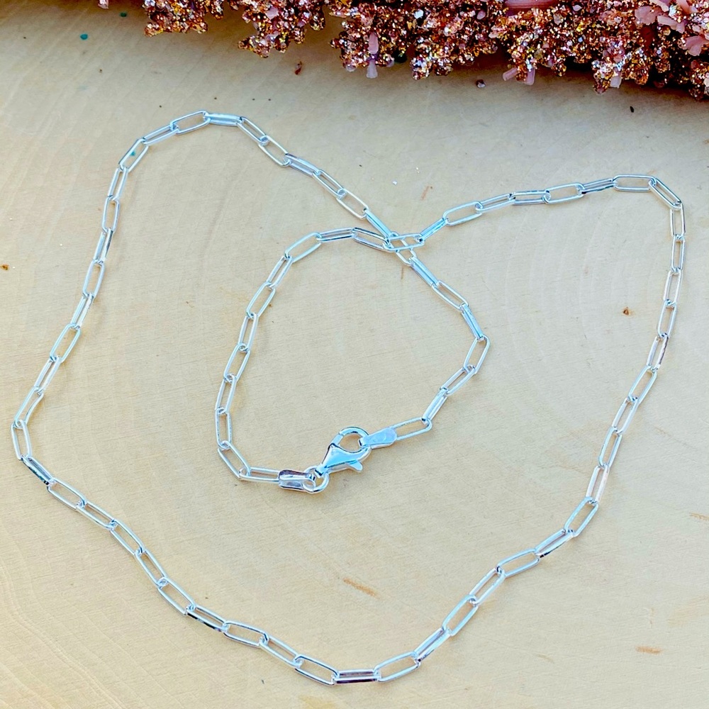 Solid Paperclip Sterling Silver Chain Necklace